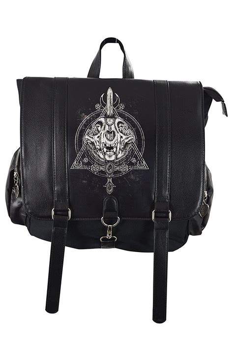 Restyle Occult Black Backpack Cat Skull Moon Gothic Square