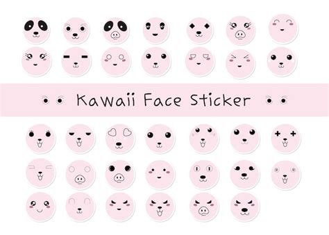 Premium Vector | Cute kawaii character faces emoticon with facial ...