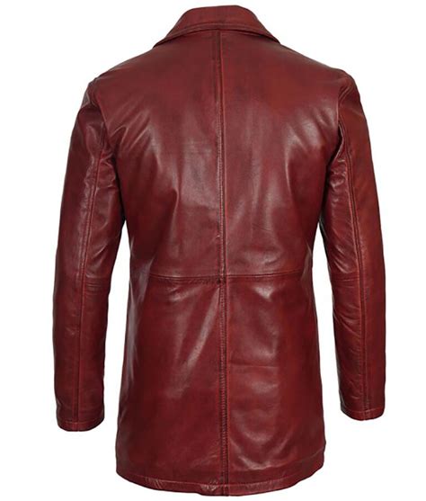 Michael Mens Maroon Leather Coat Nyc Jackets