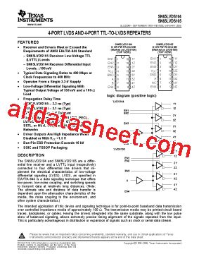 SN65LVDS104 Datasheet PDF Texas Instruments