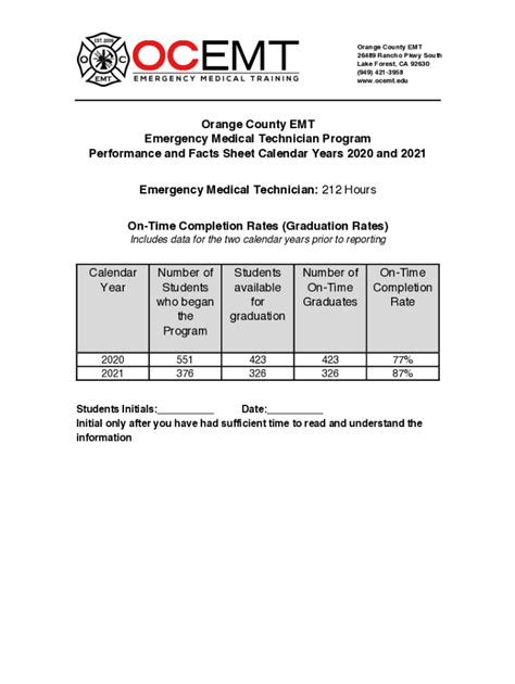 Fillable Online Orange County EMTEmergency Medical Training Fax Email