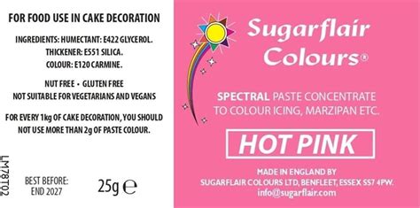 Sugarflair Hot Pink Spectral Food Colouring Paste G Highly