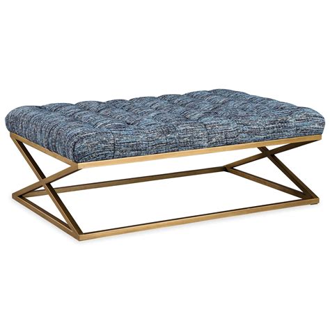 088400 Glam Rectangular Cocktail Ottoman With Tufting And Metal Base By