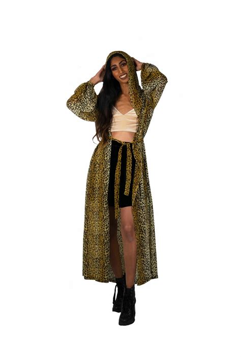 Long Rave Kimono Jacket Shania Twain Costume Leopard Print Duster