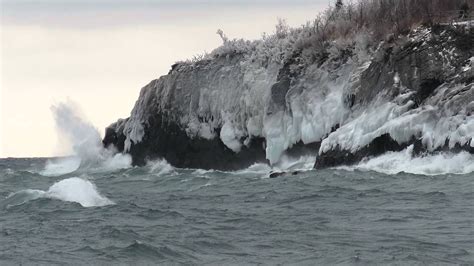 Lake Superior Winter Ice Waves Youtube