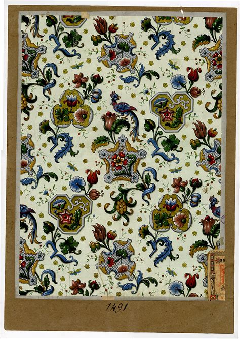 Hand Painted French Wall Paper Sample, Late 19th Century (2)