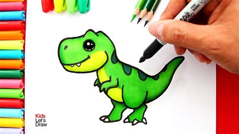 Aprende A Dibujar Un Tiranosaurio Rex T Rex Kawaii How To Draw A Cute T Rex Dinosaur Youtube