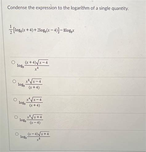 Solved Condense The Expression To The Logarithm Of A Single Chegg