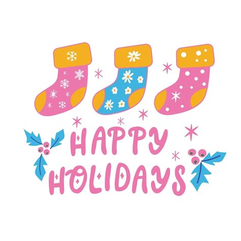 Premium Vector Happy Holidays Postcard Template With Christmas Socks