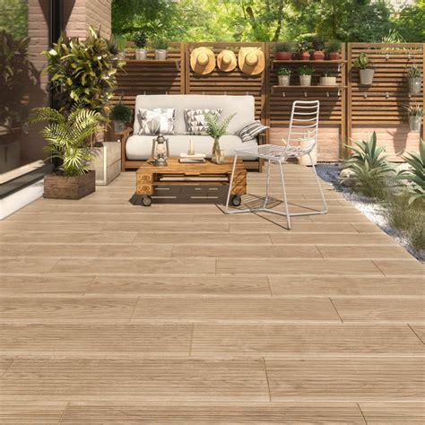 Carrelage Sol Ext Rieur Effet Bois Naturel Patio L X L Cm