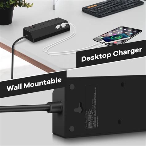 Desk Clamp Power Strip USB C 20W PD Fast Charging Desktop Surge