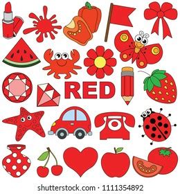 Colorful Set Red Color Objects Visual Stock Vector (Royalty Free) 1583249680 | Shutterstock