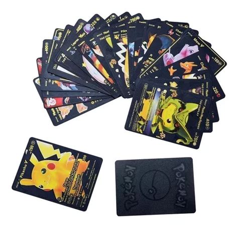 Cartas Pok Mon Metal Rara Vmax Gx Ex V Ouro Prata Preto