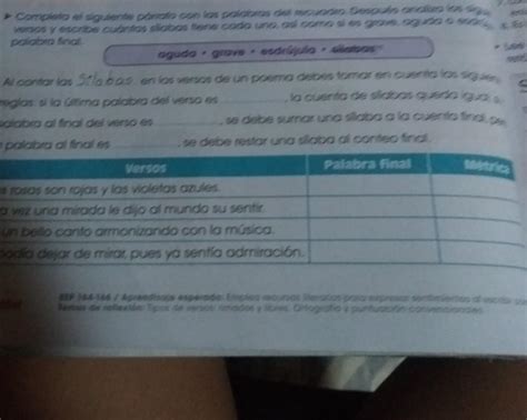 Completa El Siguiente P Rrafo Con Las Palabras Del Recuadro Despu S