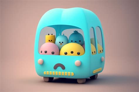 Premium AI Image | A blue bus with a cartoon character on the front.