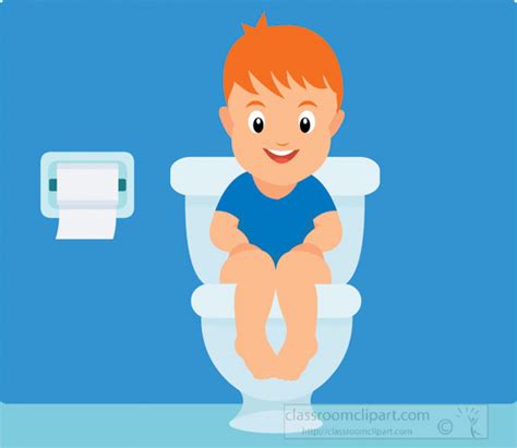 Children Clipart - little-cute-boy-using-toilet-potty-training-clipart - Classroom Clipart