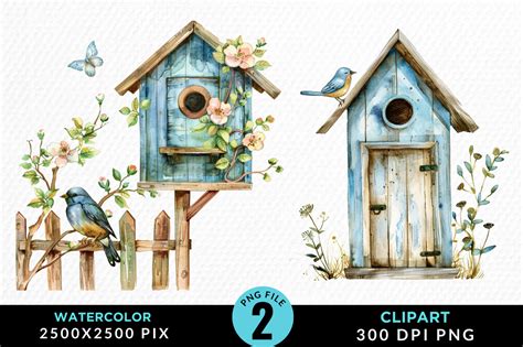 Watercolor Birdhouse Sublimation Clipart Graphic By Regulrcrative