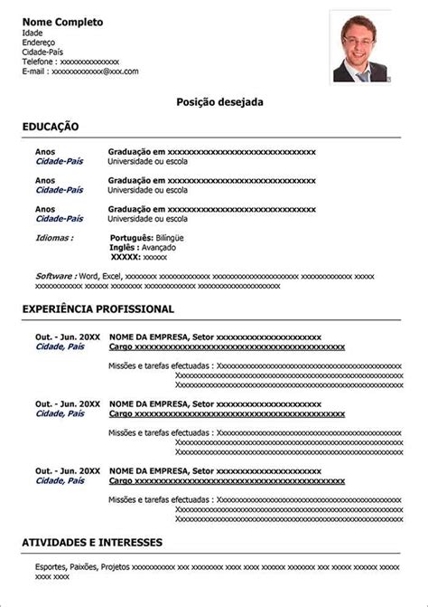 Modelos De Curriculo Para Baixar E Preencher Modelos De Curriculo