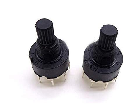 2pcs 6mm Diameter Knurled Shaft 2 Pole 3 Positions Rotary Switch DC 60V