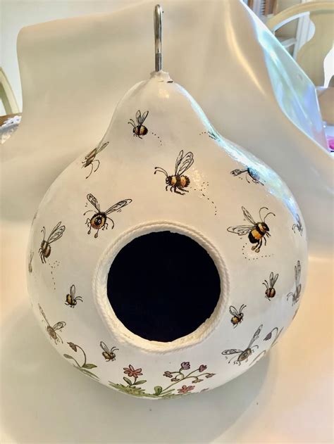 Bumblebee Garden Gourd Birdhouse Etsy In 2024 Hand Painted Gourds