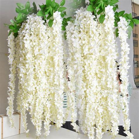 5pcs 70" White Wisteria Garland For Outdoor Wedding Ceremony Decor Silk Wisteria Vine Wedding ...