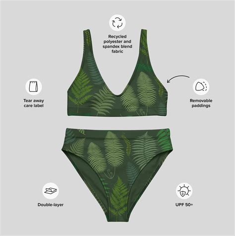 Fern High Waisted Bikini Cottagecore Swimsuit Forestcore Goblincore Bathing Suit Dark Academia