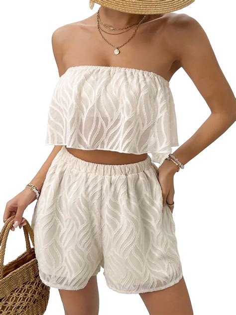 Amazon Oyoangle Women S Piece Outfits Boho Sleeveless Strapless