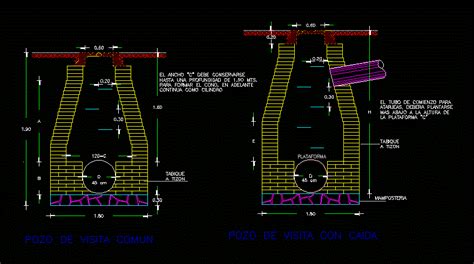 Planos De Pozo De Visita En Dwg Autocad Instalaciones Cloacales Y The