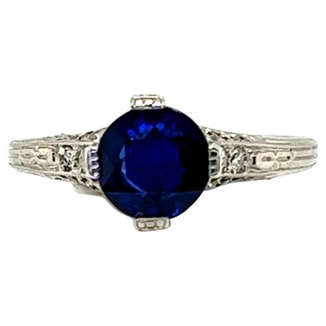 Art Deco Sapphire Ring 92ct Single Cut Diamond Original 1930s