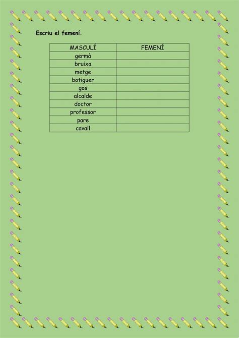 El nom gènere i nombre interactive worksheet Ejercicios interactivos