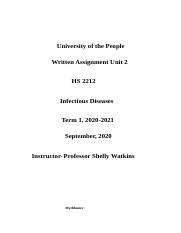 HS 2212 WA UNIT 2 Docx University Of The People Written Assignment