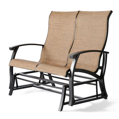 Georgetown Sling Love Seat Glider By Mallin Aluminum Gliders Todays Patio