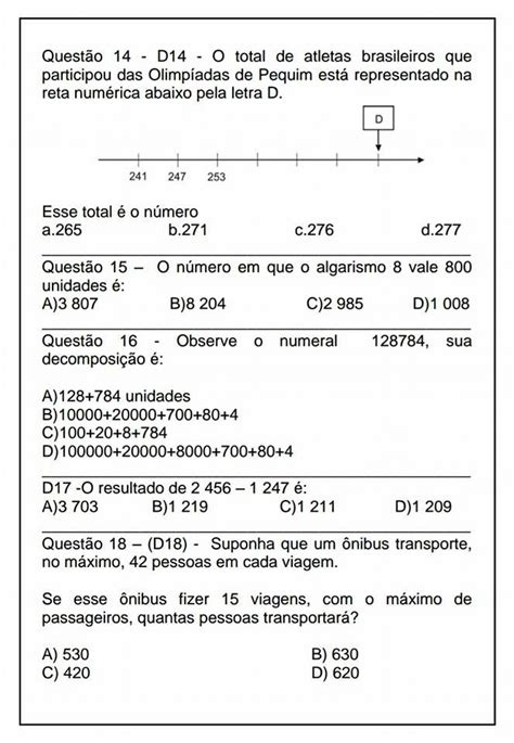 Simulado Prova Brasil 3 Ano Ensino Fundamental Matematica Ensino