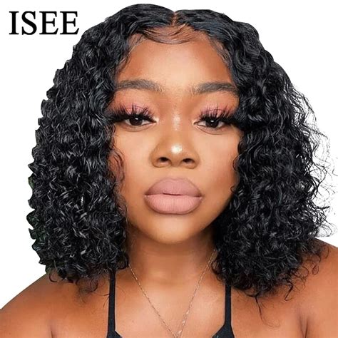 ISEE Hair Glueless Bob Wig 6x4 Wear And Go Water Wave Wig Human Hair