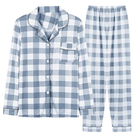 Tuwabeii Womens Plaid Pajama Sets 2 Pcs Printed Lounge Sets Long Sleeve