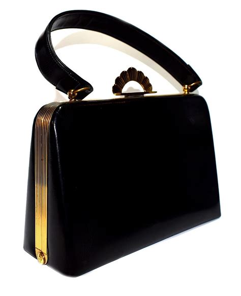 Art Deco Evans Elegance Handbag In Black Leather At Stdibs Evans