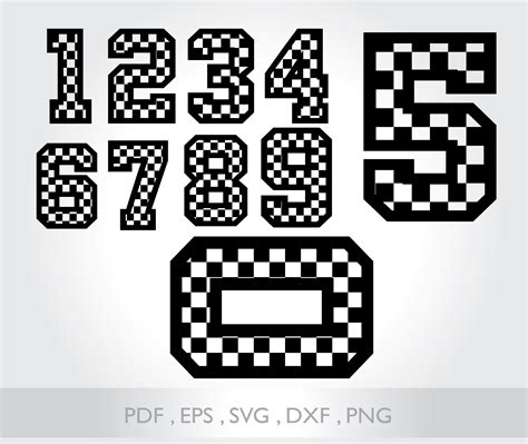 Checkered Numbers Svg Cricut Cut Files Silhouette Racing Etsy