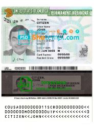 Usa Green Card Permanent Resident Card Fake Template In Psd Format