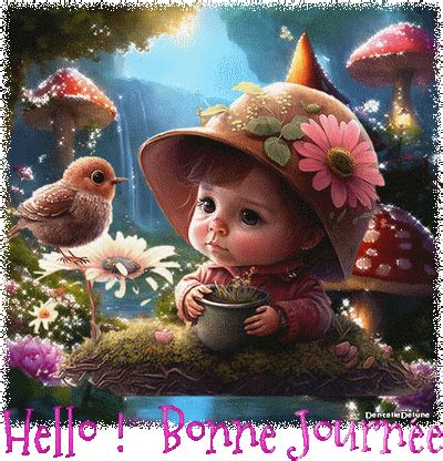 Hello Bonne Journ E Anim Scintillant Enfant Oiseau Les