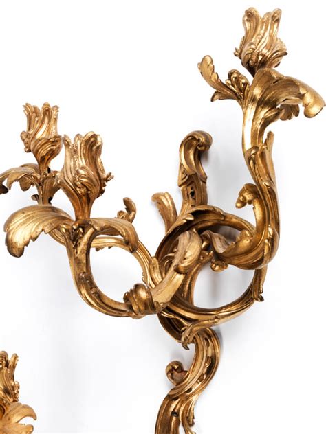 Paar Wandkerzenhalter In Vergoldeter Bronze Im Louis XV Stil Hampel