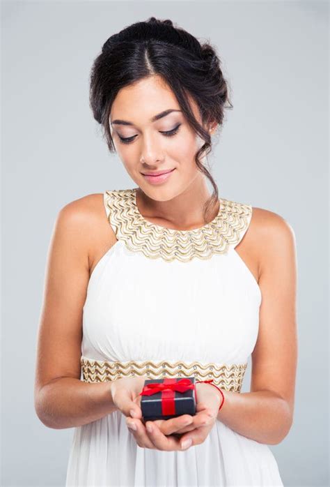 Woman Holding Jewelry T Box Stock Photo Image Of Cute Fashion