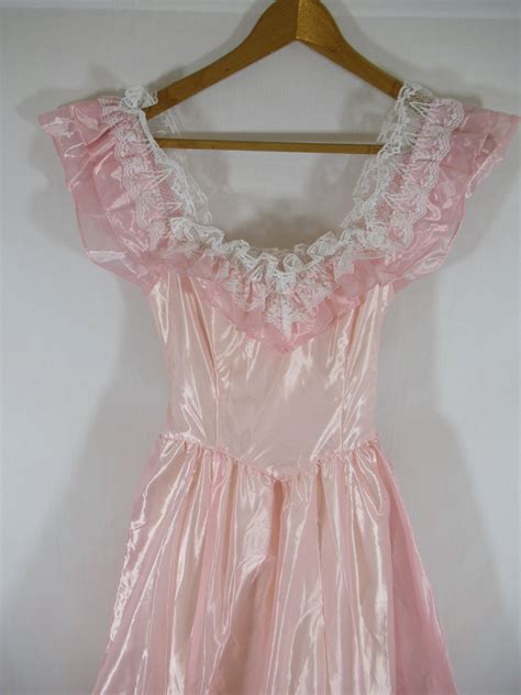 Vintage Gunne Sax Pink Satin Southern Belle Dress Junior Size 3