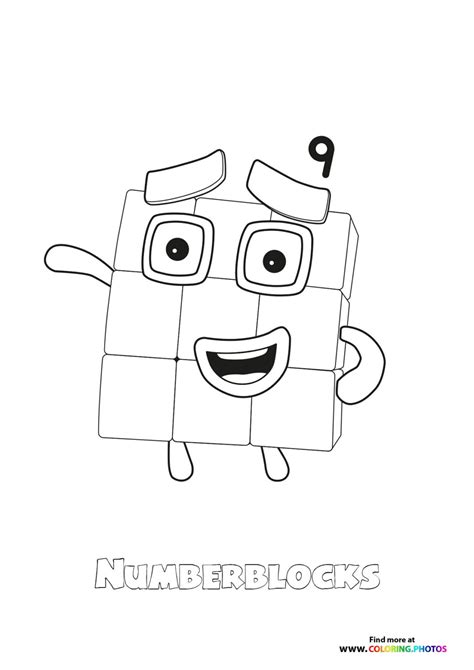 Number 9 Numberblocks - Coloring Pages for kids