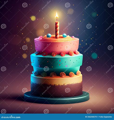 Birthday Cake With Candles Illustration Generative Ai Stock Illustration Illustration Of