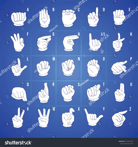 Hand Sign Language Alphabet Collection Vector 库存矢量图（免版税）1703310277