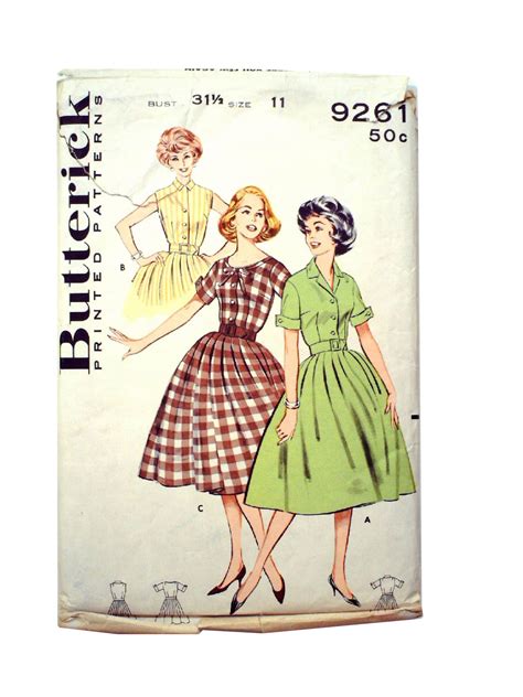 60s Vintage Butterick Pattern No 9261 Sewing Pattern 1960 Butterick Pattern No 9261 Womens