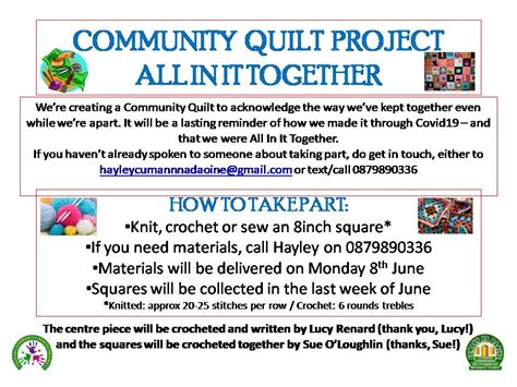 COMMUNITY QUILT PROJECT - ALL IN IT TOGETHER! - Cumann Na Daoine