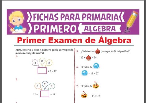 Fichas De Lgebra Para Primer Grado De Primaria Actividades