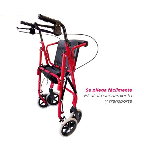 Andadera Rollator Con Bolsa Confort Roja Rehav