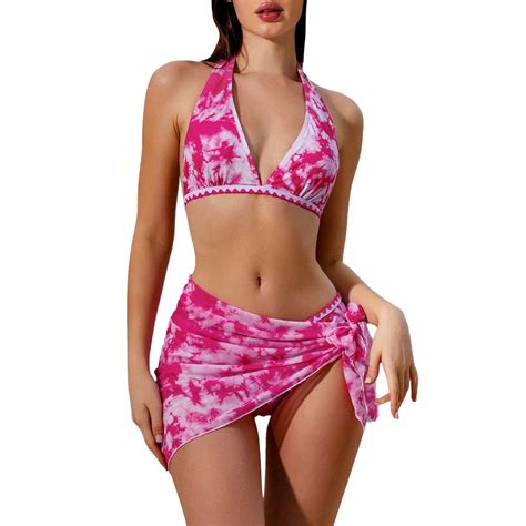 8QIDA Summer Bikini 2024 New Sexy Printed Three Piece Bikini Tie Dye